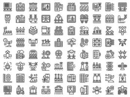 Automated farming icons set outline vector. Modern drone vector