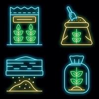 Flour icons set vector neon