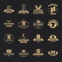 conjunto de iconos de logotipo de limpieza de lavandería, estilo simple vector