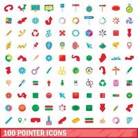 100 pointer icons set, cartoon style