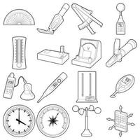 Measure tools icons set, outline style vector