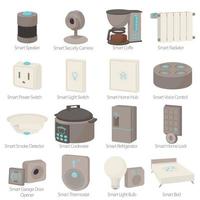 Smart house devices icons set, cartoon style vector