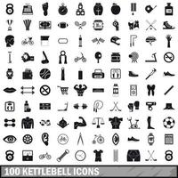 100 kettlebell icons set, simple style vector