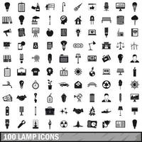 100 iconos de lámpara, estilo simple vector