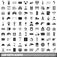 100 keys icons set, simple style vector