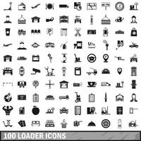 100 loader icons set, simple style vector