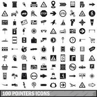 100 pointers icons set, simple style vector