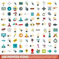 100 pointer icons set, flat style vector