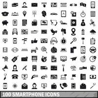 100 smartphone icons set, simple style vector