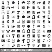 100 touch screen icons set, simple style vector