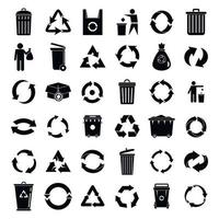 conjunto de iconos de reciclaje, estilo simple vector