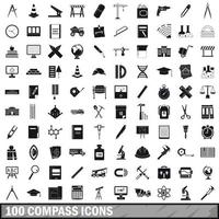 100 compass icons set, simple style vector