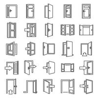 conjunto de iconos de salida de entrada, estilo de contorno vector