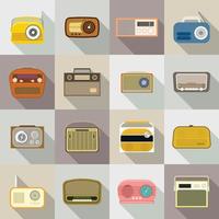 conjunto de iconos de radio, estilo plano vector