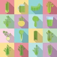 Celery icons set, flat style vector