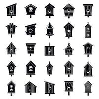 Tree bird house icons set, simple style vector