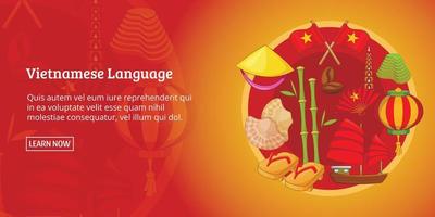 Vietnam banner horizontal, cartoon style vector