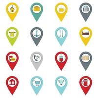 Points of interest icons set in flat style vector