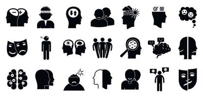 Bipolar disorder icon set, simple style vector