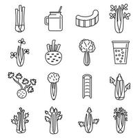 Celery salad icons set, outline style