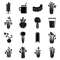 Celery food icons set, simple style vector