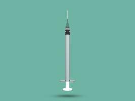 Medical disposable syringe with needle. Plastic medical syringe for injection Corona vaccine, diabetes, influenza virus protection. 3D rendered illustration photo