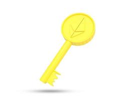 icono 3d de la llave dorada de ethereum. una llave de oro con signo de ethereum. concepto de éxito financiero. Ilustración procesada en 3D. foto