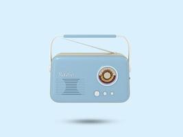 Old radio 3D icon. Vintage radio 3D symbol. Retro Radio illustration. 3D Rendered Illustration. 3D rendered illustration. photo