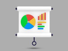 Pie chart and business growth 3D icon. Revenue and business success symbol. Wheel chart. Elevated Multicolored pie chart for graph, report, presentation design. 3D rendered illustration. photo