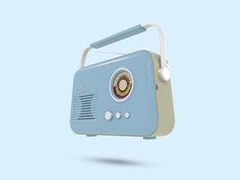 viejo icono de radio 3d. símbolo 3d de radio vintage. ilustración de radio retro. Ilustración procesada en 3D. Ilustración procesada en 3D. foto