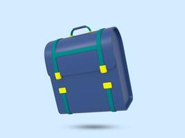 Bag 3D icon. Briefcase symbol for the business man. Briefcase icon in 3D. Blue color smart bag for businessman and employee. 3D rendered illustration. 3D rendered illustration. photo