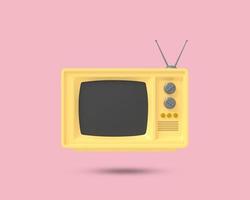 antiguo icono 3d de tv retro vintage. símbolo 3d de televisión antigua. televisión antigua sobre fondo rosa, ilustración procesada en 3d.