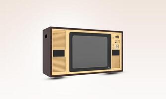 Retro old vintage TV. old model color television. Classic Vintage Retro Style old television with cut out screen. An old TV with a monochrome kinescope on white background. wooden tv. 3D illustration. photo