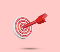 Target, Success goal 3d icon. Dart arrow hit the center of target. Business finance target, goal of success, achievement concept. 3d vector icon. Cartoon minimal style. 3D Rendered Illustration. photo