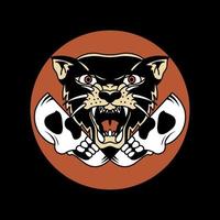 tiger head with skull vector illustration