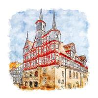 Duderstadt Germany Watercolor sketch hand drawn illustration vector