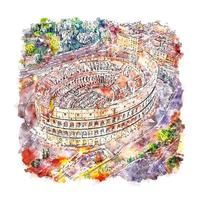 Colosseum Rome Italy Watercolor sketch hand drawn illustration vector