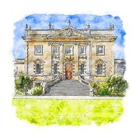 Frampton Court Estate England Watercolor sketch hand drawn illustration vector