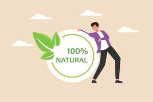 100 percent natural ingredient on white background. Suitable for product label. Label or sticker concept.  Vector design illustration.