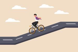 Young boy are cycling on the road. Road or traffic concept. Flat vector illustration isolated.