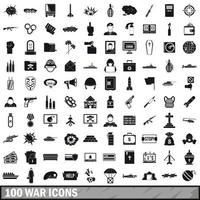 100 war icons set, simple style vector