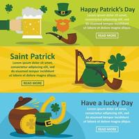 Saint Patrick banner horizontal set, flat style vector