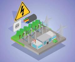 Wind turbine concept banner, isometric style vector