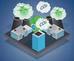Pollution concept banner, isometric style vector