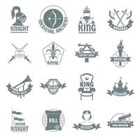 Knight medieval logo icons set, simple style vector