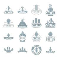 Cactus logo icons set, simple style vector