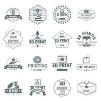 3d printing logo icons set, simple style vector