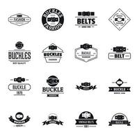 Belt buckle logo icons set, simple style vector