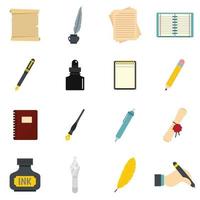 Writing icons set vector flat