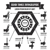 Hand tool infographic, simple style vector